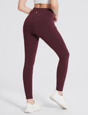 Nikcorp Ženske termo legíny BALEAF Oteplené vodoodporne outdoor jeggings z vložkom iz gostega flisa, 2 žepa z zadrgo, pas V-kroj, bordo XXL