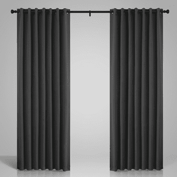 Nikcorp Zatemnitvene termične zavese set 2 kom poliester 225x140 cm temno siva, do 80% zatemnitve, termoizolacijske in zvočno dušilne, za spalnico dnevno sobo, skrite zanke ali tunel za palico