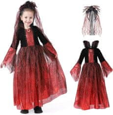 Nikcorp Preobleka vampirice otroška Kostum preobleka Vampir za noč čarovnic 4-6 let bordo obleka poliester komplet ovratnik choker s privezanim korzetom 100% poliester, ročno pranje v hladni vodi
