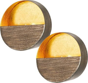 Nikcorp Komplet 2 dekorativnih stenskih svečnikov iz kovine, pozlačena notranjost, črna zunanjost, glamur, montaža na steno, za tealight in kratke kladevije, 30 x 14 x 10 cm + 16,5 x 8 x 6 cm
