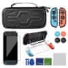 Nikcorp Zaščitni etui komplet za Nintendo Switch 2 torbica s polikarbonatnim vložkom, EVA pena, PU tkanina, kaljeno steklo 9H, oleofobni premaz, 2x JoyCon etui in 4x prevleke za joysticke, komplet črna