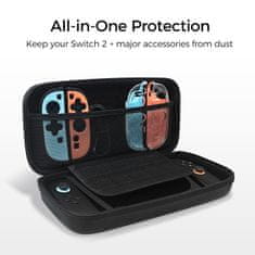 Nikcorp Zaščitni etui komplet za Nintendo Switch 2 torbica s polikarbonatnim vložkom, EVA pena, PU tkanina, kaljeno steklo 9H, oleofobni premaz, 2x JoyCon etui in 4x prevleke za joysticke, komplet črna