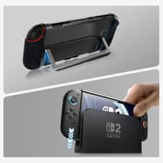 Nikcorp Zaščitni etui komplet za Nintendo Switch 2 torbica s polikarbonatnim vložkom, EVA pena, PU tkanina, kaljeno steklo 9H, oleofobni premaz, 2x JoyCon etui in 4x prevleke za joysticke, komplet črna