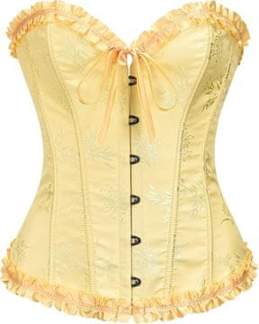 Nikcorp Ženski korzet bustier top za oblikovanje postave, rumen, velikost S, 12 ojačitvenih kosti, zapenjanje na kljukice, nastavljivo vezanje zadaj, za postavo peščene ure, udoben in eleganten, poliester