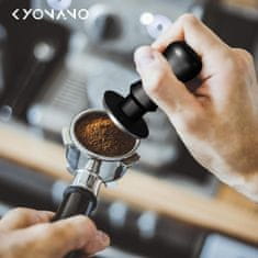 Nikcorp Tamper za espresso 51 mm Delonghi La Pavoni Breville Gaggia 304 nerjavno jeklo kalibriran 13,6 kg dvostopenjski sistem vzmeti rebrasta podlaga črn anodiziran ročaj za profesionalno doziranje