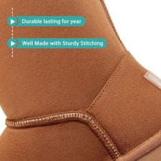 Nikcorp Ženski zimski škornji Slip-On OutPro Rjavi EU 37 topla krznena podloga faux nubuck, EVA podplat proti zdrsu, brez vezalk, nizka peta, outdoor, zimski čevlji