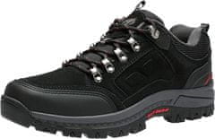 Nikcorp Moški pohodniški čevlji OutPro moški outdoor hiking trekking, semiš zgornji del, gumijast podplat proti zdrsu, vezalke, ploska peta, srednja širina, črni, velikost 46 EU