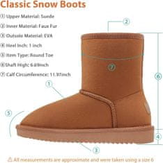 Nikcorp Ženski zimski škornji Slip-On OutPro Rjavi EU 37 topla krznena podloga faux nubuck, EVA podplat proti zdrsu, brez vezalk, nizka peta, outdoor, zimski čevlji