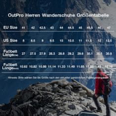 Nikcorp Moški pohodniški čevlji OutPro moški outdoor hiking trekking, semiš zgornji del, gumijast podplat proti zdrsu, vezalke, ploska peta, srednja širina, črni, velikost 46 EU
