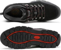 Nikcorp Moški pohodniški čevlji OutPro moški outdoor hiking trekking, semiš zgornji del, gumijast podplat proti zdrsu, vezalke, ploska peta, srednja širina, črni, velikost 46 EU