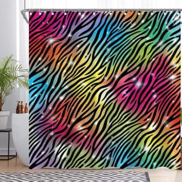 Nikcorp tuš tuš prysznicová vodoodporna závesa zebra 183x183 cm, 100% poliester, hydrofóbna úprava, 12 háčikov, farebná potlač HD, vodotesná do kúpeľne, hotel, predsieň