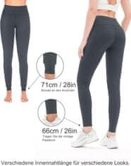 Nikcorp Damske termalne športne pajkice L z grelnim flisom 4-way stretch visok pas tummy control 2 globoka žepa siva kompresijski učinek za tek hojo jogo outdoor