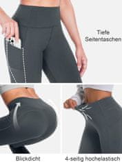 Nikcorp Damske termalne športne pajkice L z grelnim flisom 4-way stretch visok pas tummy control 2 globoka žepa siva kompresijski učinek za tek hojo jogo outdoor