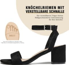 Nikcorp Ženske sandale Sowdus elegantne udobne stabilne stebričaste pete 5,8 cm nastavljiv pašček okoli gležnja protizdrsni gumijasti podplat črne 41
