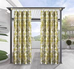 Nikcorp Zunanja vrtna zavesa Zlata, vodoodporna proti UV in vetru, neprozorna z motivom listov, poliester 100%, mere 132x275 cm, trojno tkanje, odstranljive plastične sponke, za balkon gazebo veranda