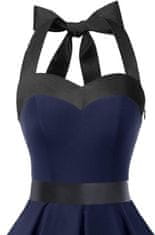 Nikcorp Koktajlová šaty Vintage Elegancké A-line 50. let Plus size 3XL námornícka modra halter izrez srček do kolen volančki pentlja na hrbtu stranska zadrga pranje 30°C