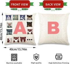 Nikcorp Komplet 4 prevlek za blazine Sunshine Smile praznični motivi Dedek Mraz severni jelen snežinke Merry Christmas 40 x 40 cm skrita zadrga globoko rdeča bombažno-lanena tkanina