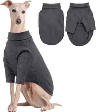 Nikcorp Pulover za psa Kuoser model pleten golf z dolgimi rokavi mehka elastična pletenina topla obleka siva 2XL za velike pasme zimski jesenski sprehodi pižama doma
