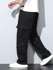 Nikcorp Moške cargo jeans baggy wide leg Y2K streetwear, številni žepi, ohlapen kroj, črne hlače za vsakdanjo uporabo in skateboard
