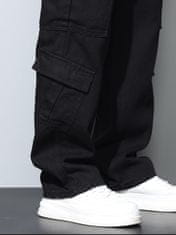 Nikcorp Moške cargo jeans baggy wide leg Y2K streetwear, številni žepi, ohlapen kroj, črne hlače za vsakdanjo uporabo in skateboard