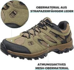 Nikcorp OutPro moški nizki pohodniški čevlji Nizke čevlje model z zračno mrežico in ojačano zaščito prstov, semiš podplat iz neoprijemljive gume profiliran za pešačenje pohodništvo, rjavi 46