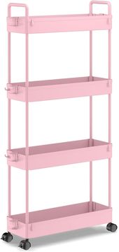 Nikcorp Mobilni regalni organizator SOLEJAZZ 4-nivojski voziček na kolesih 12 x 39 x 92 cm, roza, plastični, 4 police za kuhinjo kopalnico pisarno