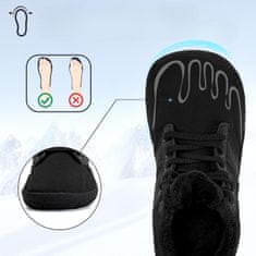 Nikcorp Moške zimske pohodniške čevlje Barefoot Mabove, nepremočljivi sintetik, toplotno izolirana podloga, protizdrsni gumijasti podplat 1 cm (zero drop), ojačana zaščita prstov, vezanje črne barve 41 EU