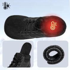 Nikcorp Moške zimske pohodniške čevlje Barefoot Mabove, nepremočljivi sintetik, toplotno izolirana podloga, protizdrsni gumijasti podplat 1 cm (zero drop), ojačana zaščita prstov, vezanje črne barve 41 EU