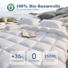 Nikcorp Poletna puhasta odeja bela 200x200 cm, lahka in zračna, naravni puh in perje 100% organski bombaž hipoalergena rds öko-tex downpass