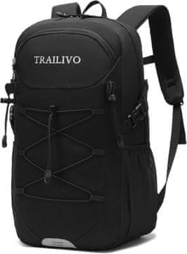 Nikcorp Pohodniški nahrbtnik TRAILIVO 30L, Air Mesh 3D zračnost hrbta, vodoodporen ripstop 210D, 3 predelki, odsevni detajli, črn 30 l