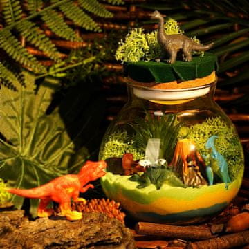 Nikcorp Komplet za terarij Dinozaver Svetilka Nočna, kreativno sestavljanje Habitat Kit z vgrajenimi LED osvetlitvami, igrača za otroke in dekoracija prostora, prazgodovinski dinozavri, večbarvna plastična