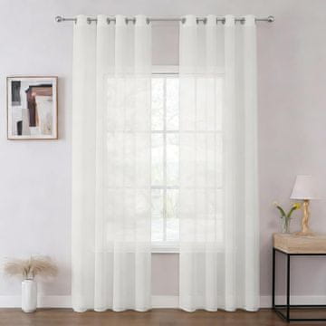 Nikcorp Zavese zavesa iz vual tkanine s prehodkami bele 140x215 cm 2 kom, prosojne poliestrsko, zračna dekoracija za okna, prehodke 4 cm