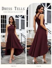 Nikcorp Midi koktajlová večerná obleka XXL bordo, elegantna ženska priložnostna obleka, mehka tkanina z elastičnimi vlakni, za poroko, krst, banket, poslovno večerjo 30 °C