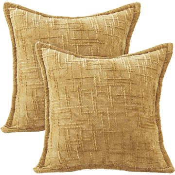 Nikcorp Dekorativni prevleki za blazine lanena tekstura Rumena, komplet 2 kosa 45 x 45 cm kvadrat, neviden zadrg, za dnevno sobo spalnico pisarno
