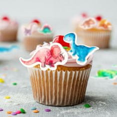 Nikcorp Užitni topperji za torto UVTQSSP dinozavri, komplet 50 kosov, okraski za cupcakes in sladice, za rojstni dan, baby shower in tematske zabave