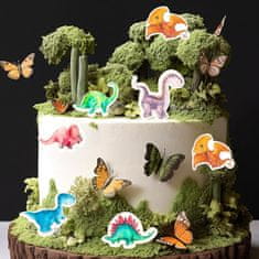 Nikcorp Užitni topperji za torto UVTQSSP dinozavri, komplet 50 kosov, okraski za cupcakes in sladice, za rojstni dan, baby shower in tematske zabave