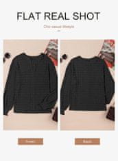 Nikcorp Ženska bluza Dokotoo V-neck ohlapen kroj, dolg rokav z nagubanimi rokavi, zelo elastična teksturirana tkanina, črna XXL