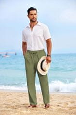 Nikcorp Moške kratke hlače za plažo casual, elastičen pas z vrvico, zračen material, Regular Fit, žepi 2+1, zelene XXL