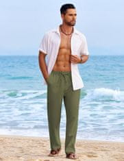 Nikcorp Moške kratke hlače za plažo casual, elastičen pas z vrvico, zračen material, Regular Fit, žepi 2+1, zelene XXL