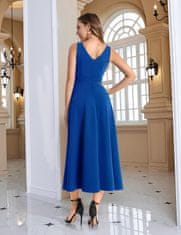 Nikcorp Ženska elegantna koktejlová maxi obleka z rozparkom V-neck Nič, zadrga na hrbtu, A-kroj, modra 2XL, 94% najlon 6% spandex