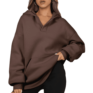 Nikcorp Ženska mikina s kapuco oversize casual športna, topla rjava S, bombaž poliester, globoka vgrajena kapuca, dolg rokav s patentom, boxy fit streetwear, loungewear
