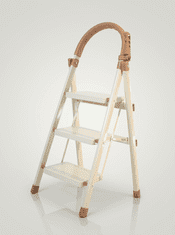 3-stopenjska zložljiva lestev za stopnice ogljikovo jeklo do 150 kg držiak za orodje, 3 široke stopnice, bež barva 102 x 44,5 x 59 cm, 3,6 kg, zložena 5 cm