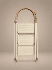 3-stopenjska zložljiva lestev za stopnice ogljikovo jeklo do 150 kg držiak za orodje, 3 široke stopnice, bež barva 102 x 44,5 x 59 cm, 3,6 kg, zložena 5 cm