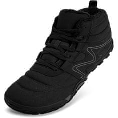 Nikcorp Moške pohodniške čizme Mabove barefoot zimske, vodoodporne, ogrevana podloga, ojačan toe box, protizdrsen podplat 1 cm zero drop, z vezalkami, črne 40 EU