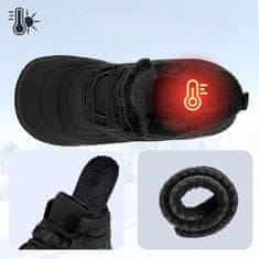 Nikcorp Moške pohodniške čizme Mabove barefoot zimske, vodoodporne, ogrevana podloga, ojačan toe box, protizdrsen podplat 1 cm zero drop, z vezalkami, črne 40 EU