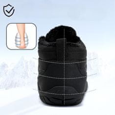 Nikcorp Moške pohodniške čizme Mabove barefoot zimske, vodoodporne, ogrevana podloga, ojačan toe box, protizdrsen podplat 1 cm zero drop, z vezalkami, črne 40 EU