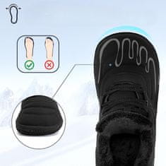 Nikcorp Moške pohodniške čizme Mabove barefoot zimske, vodoodporne, ogrevana podloga, ojačan toe box, protizdrsen podplat 1 cm zero drop, z vezalkami, črne 40 EU