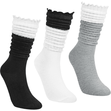 Nikcorp Ženske nogavice do mečkov komplet 3 parov Slouch, scrunch Univerzalne (one size), mehka mešanica bombaža, multi-Colour, elastičen patent