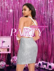 Nikcorp Ženska mini krilce z bleščicami glitter s sivo barvo, dvoslojno bodycon XXL za silvestrovanje, klube, zabave in večerne izhode