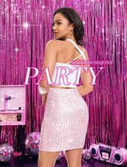 Nikcorp Ženska mini krilce z bleščicami Rožnata XXL bodycon 2-slojno s podlogo za zabave silvestrovanje glamur večerni izhodi karneval klub fotografiranje